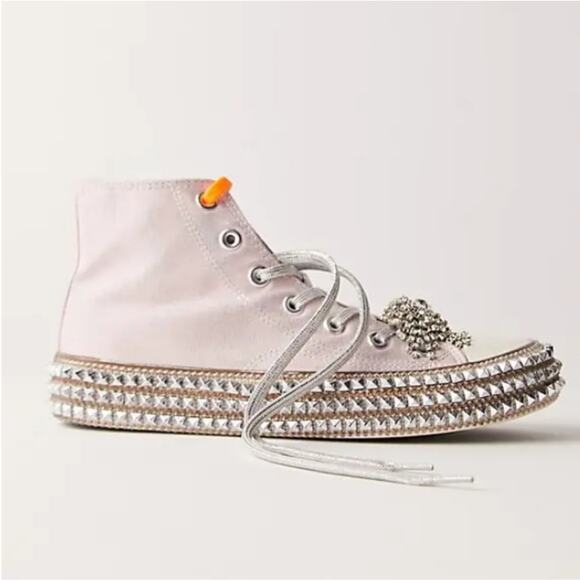 NEW Nan-Ku Couture Free People Cruise Stidded Mellow Mauve Pink High Top Sneaker - Picture 2 of 12